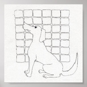 Cador Hund mit Quadraten Original Zeichnend Poster