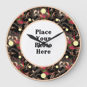 Cadre Abstrait Floral Rouge Votre horloge murale p