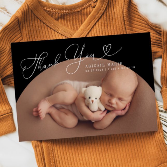 Cadre Arc Noir Merci Votre Faire-part de naissance (Créateur téléchargé)