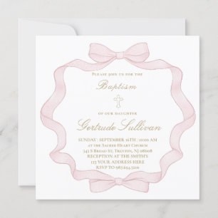cadre arc rose Invitation au baptême