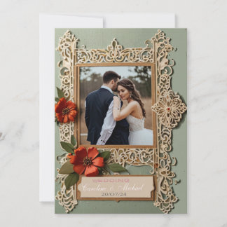 cadre complexe avec carte mariage photo pastel