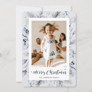 Cadre de feuillage d'hiver Photo Joyeux Noël Carte