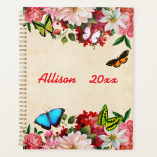 Cadre de fleurs avec papillons