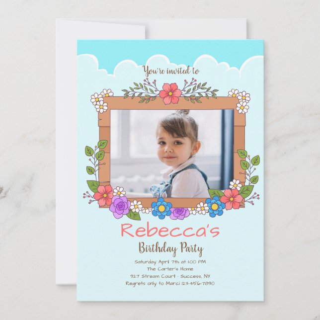Cadre de jardin photo Invitation d'anniversaire (Devant)