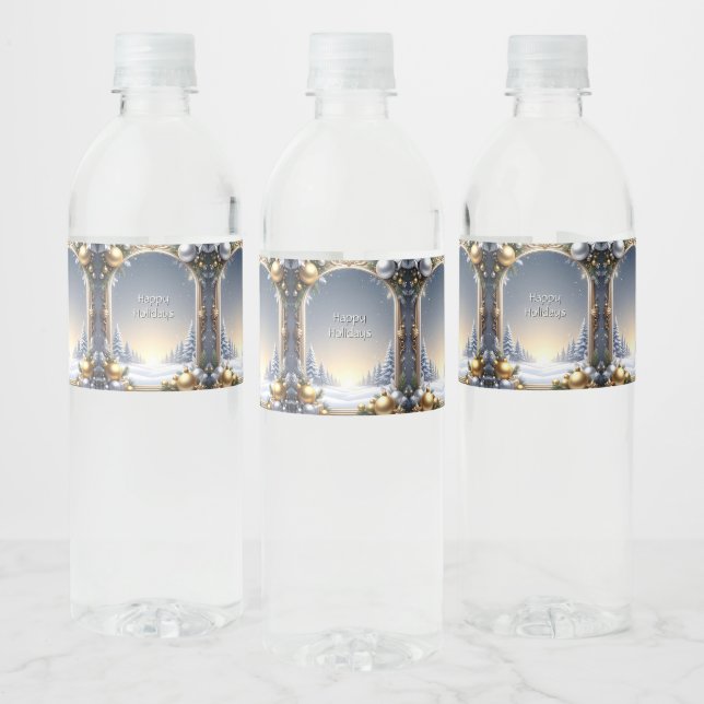 Cadre de Noël Étiquette bouteille d'eau de vacance (Bouteilles)