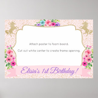 Cadre de Photomaton Licorne Prop Affiche Fleur Or