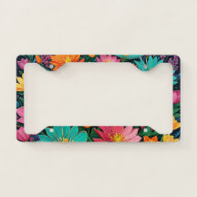 Cadre de plaque d'immatriculation de fleurs de cou