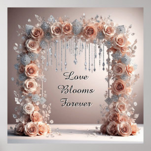 Cadre de rose de mariage avec décoration de lustre