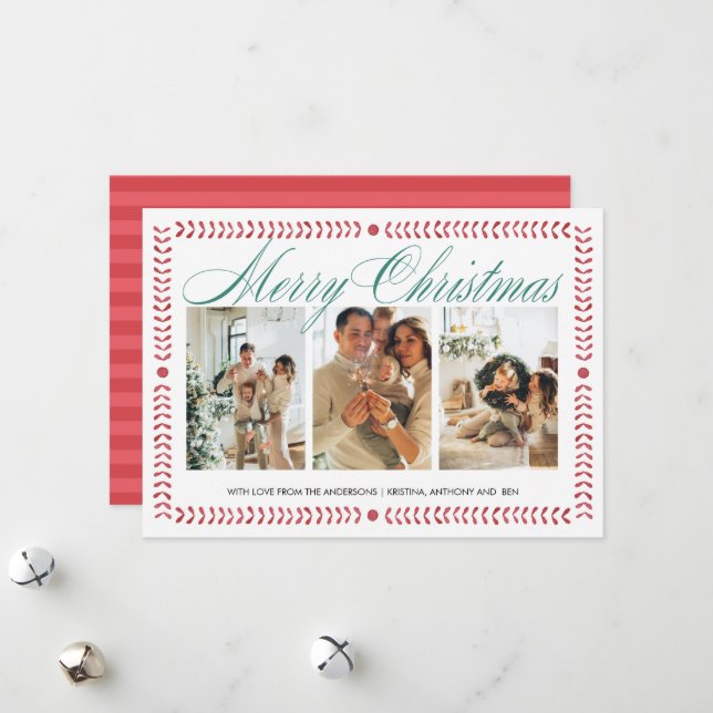 Cadre de vacances Photo rouge Carte de Noël (Devant/Arrière en situation)