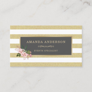 Cadre d'or rose floral sur les bandes  Carte de vi