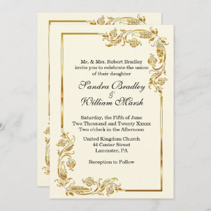 Cadre d'or Tradition Cream Invitation