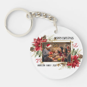 Cadre doré moderne floral joyeux Noël Photo