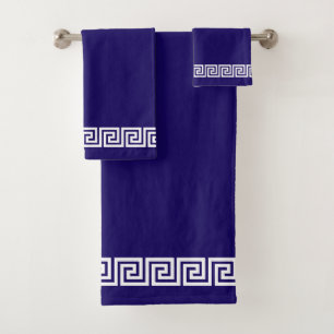 Cadre élégant à motif grec sur fond bleu marine