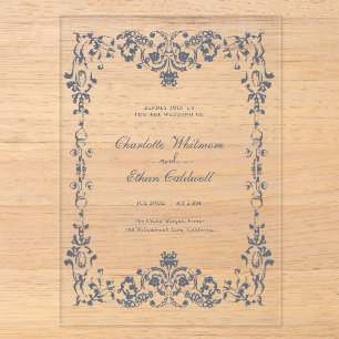 Cadre élégant baroque Mariage Invitation Acrylique