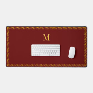 Cadre élégant en or et monogramme sur marron