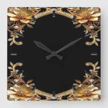 Cadre élégant horloge murale en or
