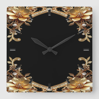 Cadre élégant horloge murale en or