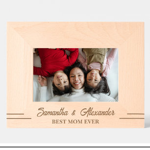 Cadre en bois simple avec Meilleure maman gravé