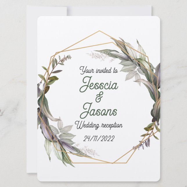 Cadre et invitation mariage damassé (Devant)