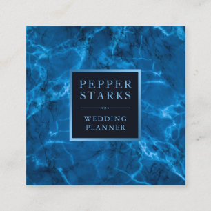 Cadre et marbre en métal bleu  Carte de visite