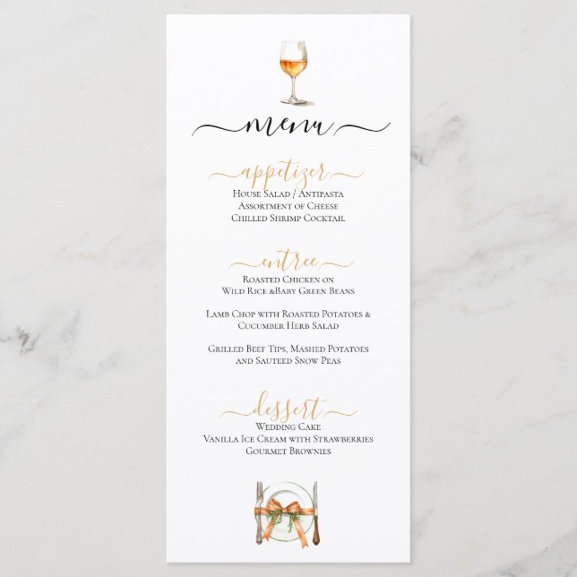 Cadre et Verre à vin Menu (Devant)