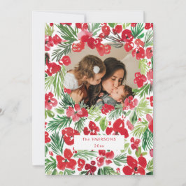 Cadre fleur couleur d'aquarelle de Noël Carte phot