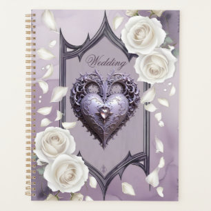 Cadre floral avec coeur et roses blanches