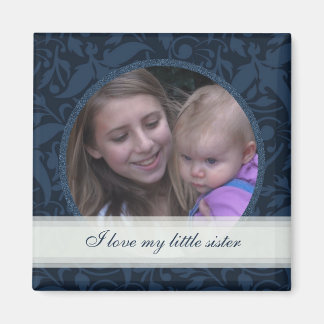 Cadre Floral Bleu : Soeur : Aimant photo