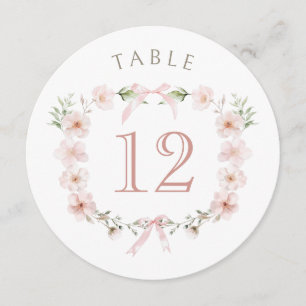 Cadre floral rose pastel numéro de table rond