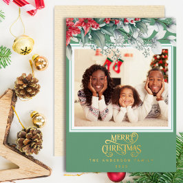 Cadre Floral Vert Joyeux Noël Photo de vacances