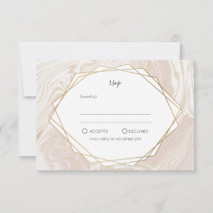 Cadre géométrique en marbre blush Faux or RSVP