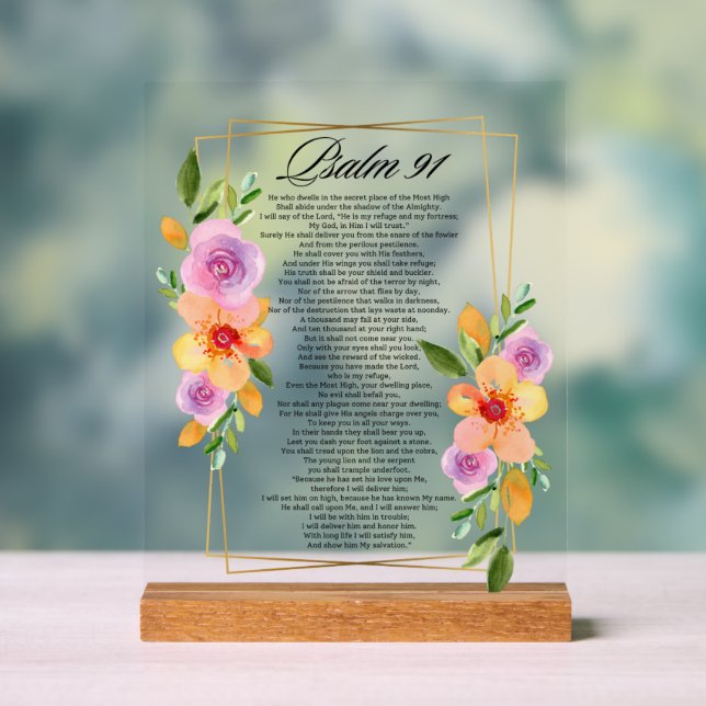Cadre géométrique floral Psalm 91 (Neutre)