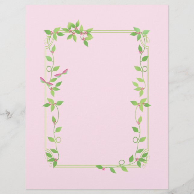 Cadre ivoire sur papier à lettres rose (Devant)