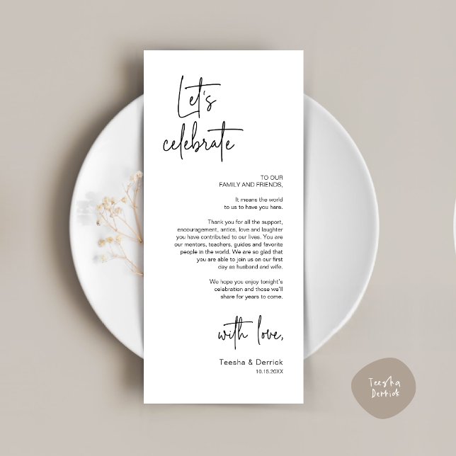 Cadre moderne Cadre Dîner Carte de remerciements (Modern Place Setting Dinner Party Thank You Card, Modern Wedding Dinner, Minimalist White Black)