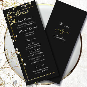 Cadre noir foncé Or blanc Script élégant Menu