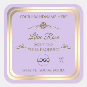 Cadre Or Étiquette de produit Lilac subtil avec lo