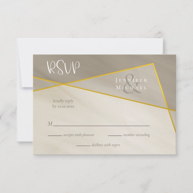 cadre or gris antique mariage rsvp (Devant)