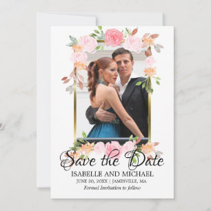 Cadre Or & Roses Rose Enregistrer le Carte photo D