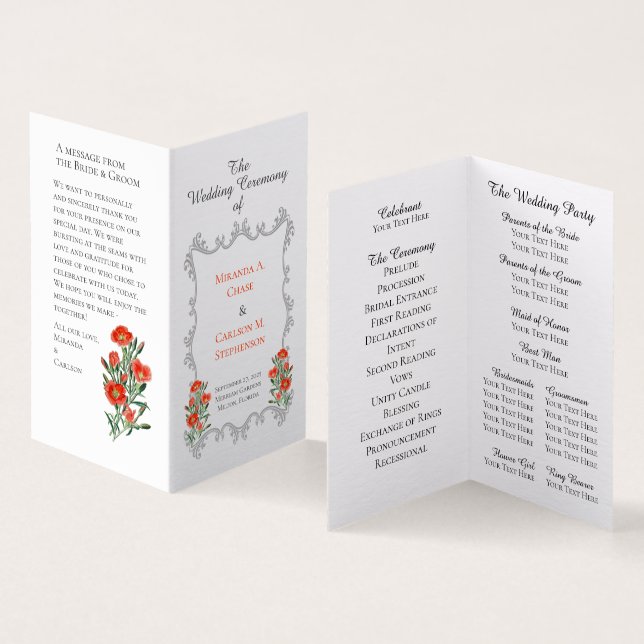 Cadre Orné & Programme de Mariage Floral (Inside and Outside)