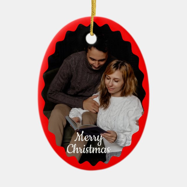 Cadre photo 2 mignon Ornement en céramique de Noël (Devant)