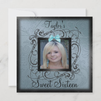 Cadre photo bleu et noir Sweet16 Invitation d'anni