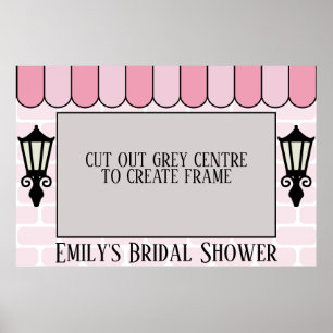 Cadre photo de Baby Shower Parisien Rose affiche