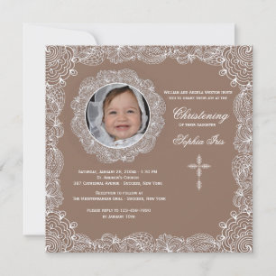 Cadre photo dentelle Invitation blanche
