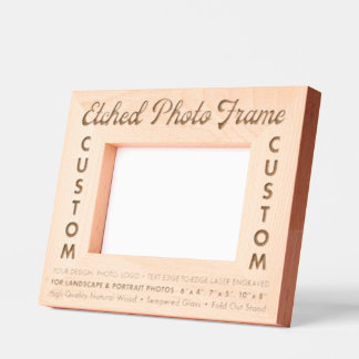 Cadre photo en bois gravé personnalisé (S)
