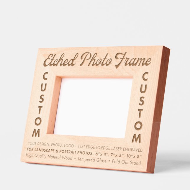 Cadre photo en bois gravé personnalisé (S) (Gauche)