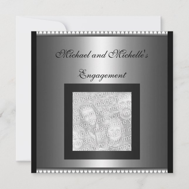 Cadre photo glamour invitation mariage argent (Devant)