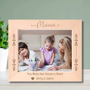 Cadre photo Mama gravé - Texte et noms personnalis