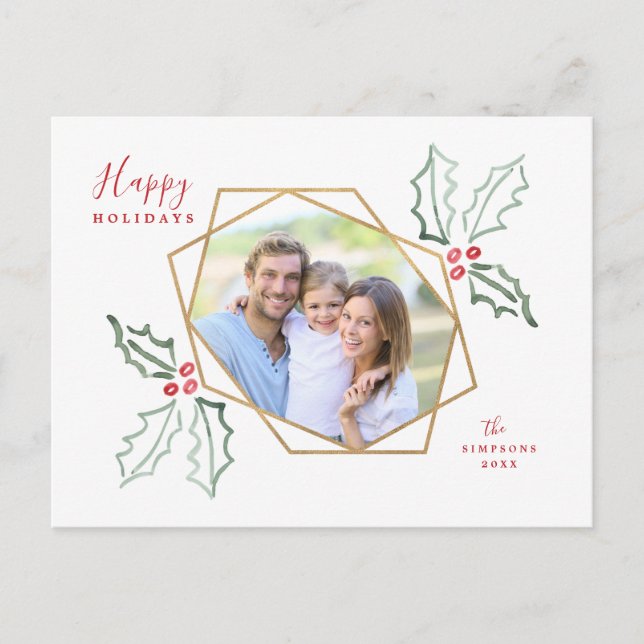 Cadre photo Mod Holly Gold Geo | Carte de vacances (Devant)