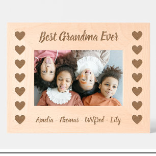 Cadre photo personnalisé en bois motif coeur grand