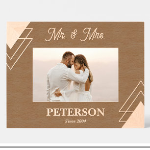 Cadre photo personnalisé en bois pour couple Mr Mr